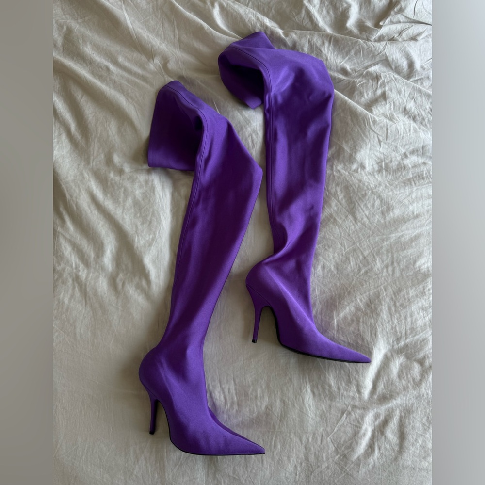 Balenciaga Purple Over-the-Knee Boots - Picture 2 of 5
